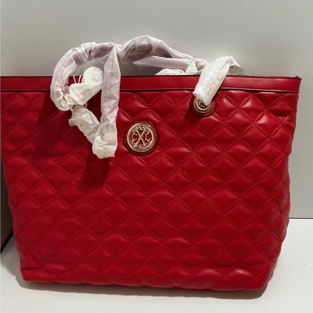 Christian Lacroix CXL Vogue Quilted Tote Red Gold Hardware Handbag CXLH24872-R